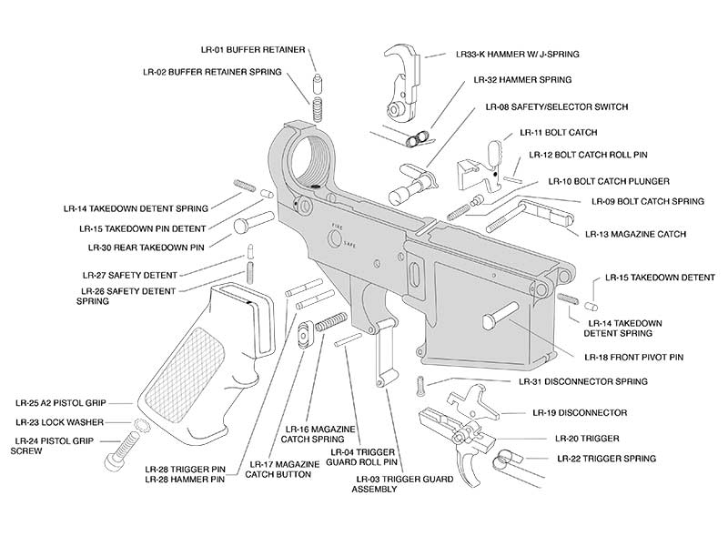 AR 15 Lower Exploded View